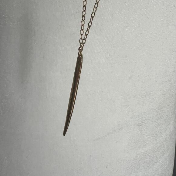 Druzy quartz Y drop bar necklace on gold tone chain - Picture 3 of 6
